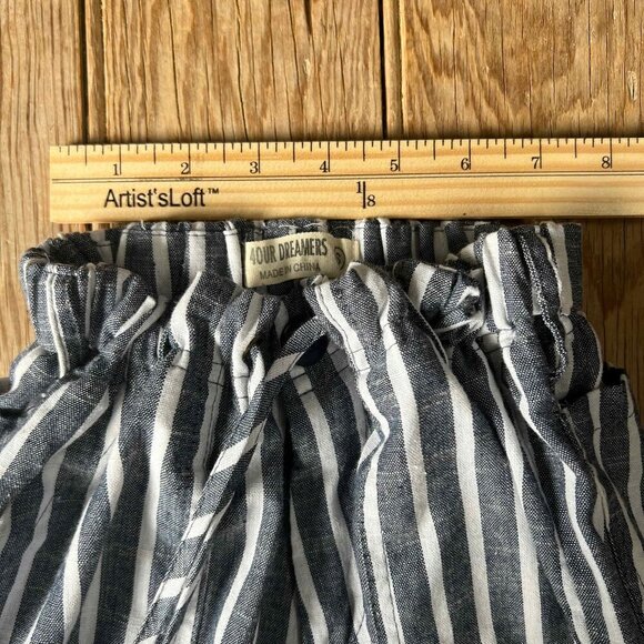 4our Dreamers Womens Blue/White Cotton Striped Beach Lounge Pants Size S EUC - Picture 10 of 12